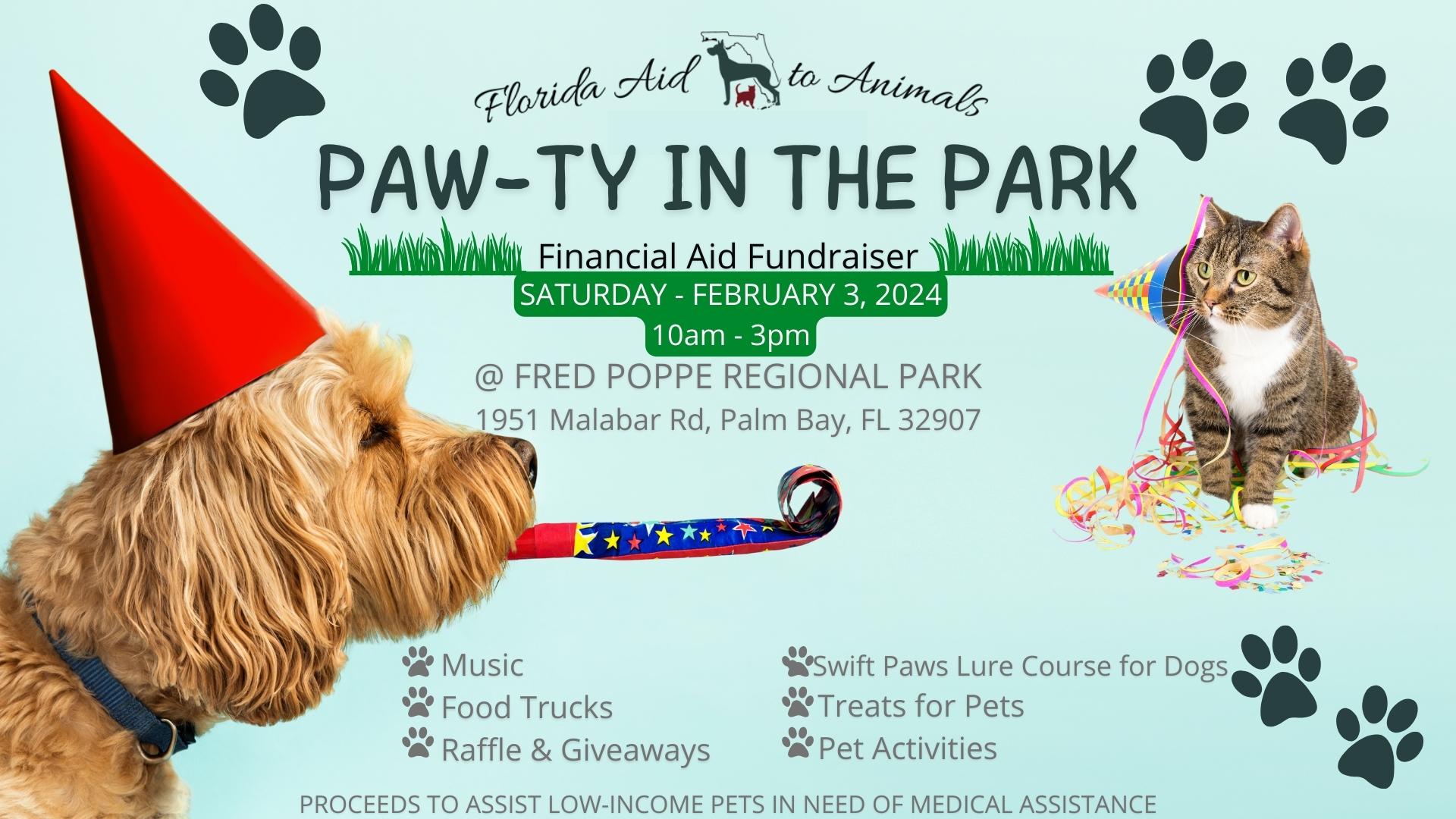 Florida Aid to Animals' Paw-ty in the Park: a FUNdraiser for Financial Aid 2024 Paw-ty in the Park